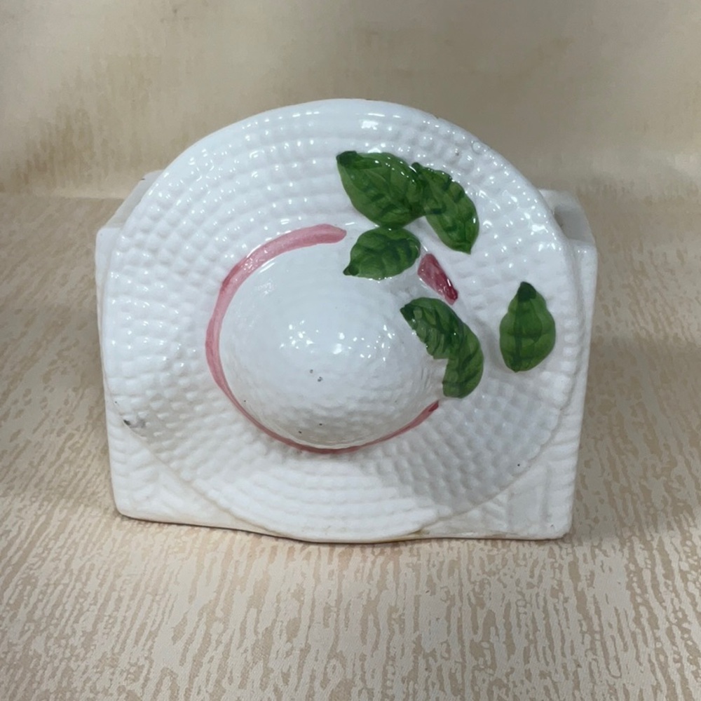 Vintage Hand Painted Sun Hat Planter Ceramic